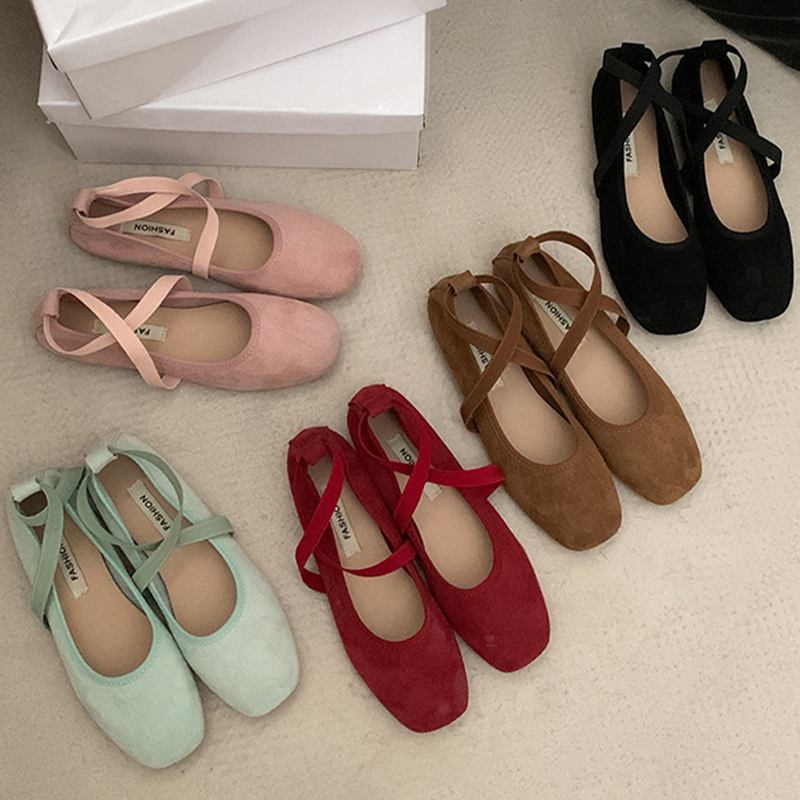 designer shoes low heels loafers womens ballet flats fashion black red pink brown mint green elegant round toe durable non-slip commute mary jane shoe