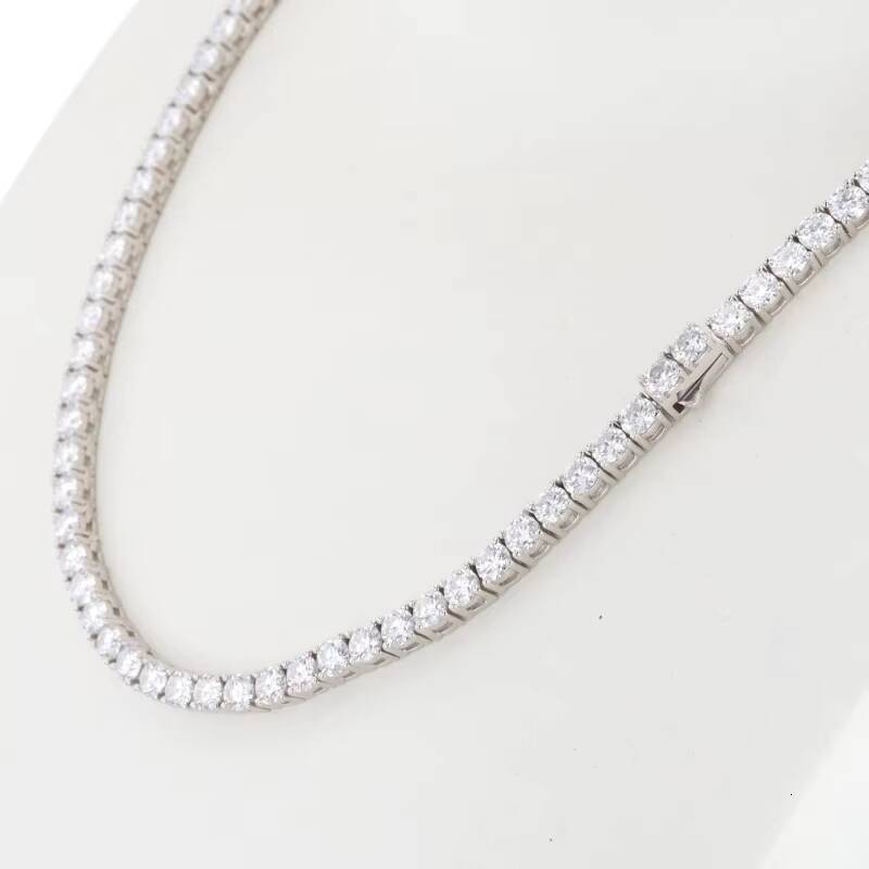 Starsgem Available Designs Wholesale Round Brilliant Cut Moissanite Gemstone Silver Jewelry Tennis Necklaces