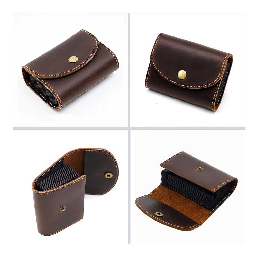 Vintage Crazy Horse Leather Buckle Wallet Mens Leather Large Capacity 12 Card Slots Organ Card Bag Storage BagsXJ250806