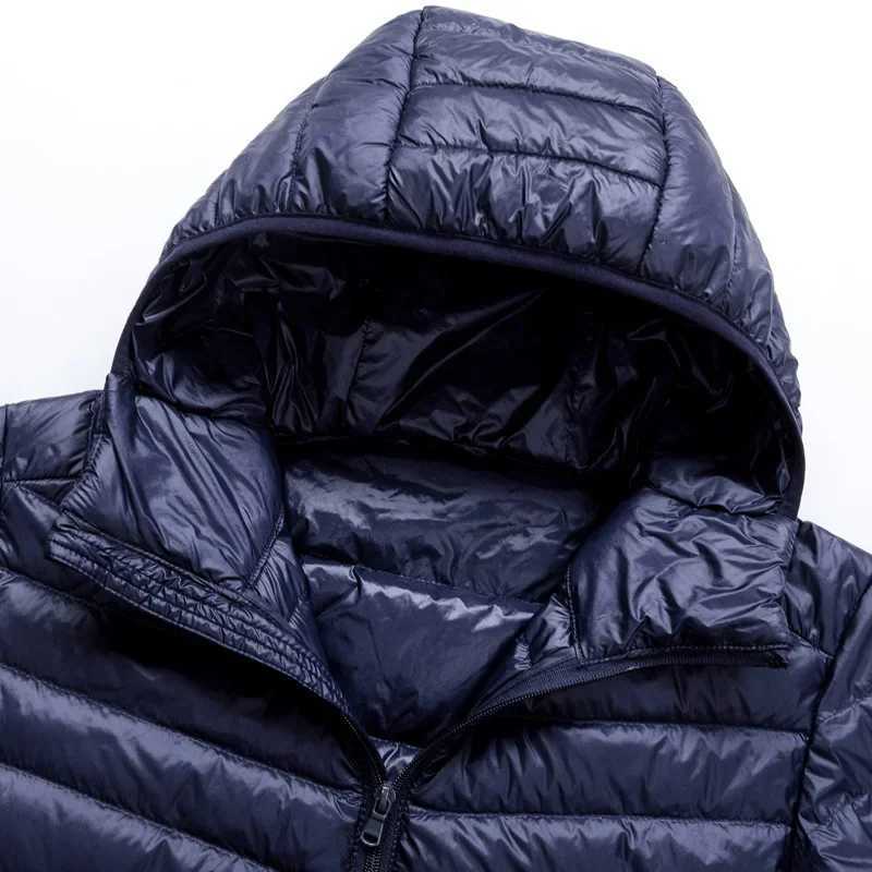Plus Size Schinteon Men White Duck Down Jacket Ultra Light Thin Casual Coat Outerwear with Hood New Arrival Winter Autumn W250806