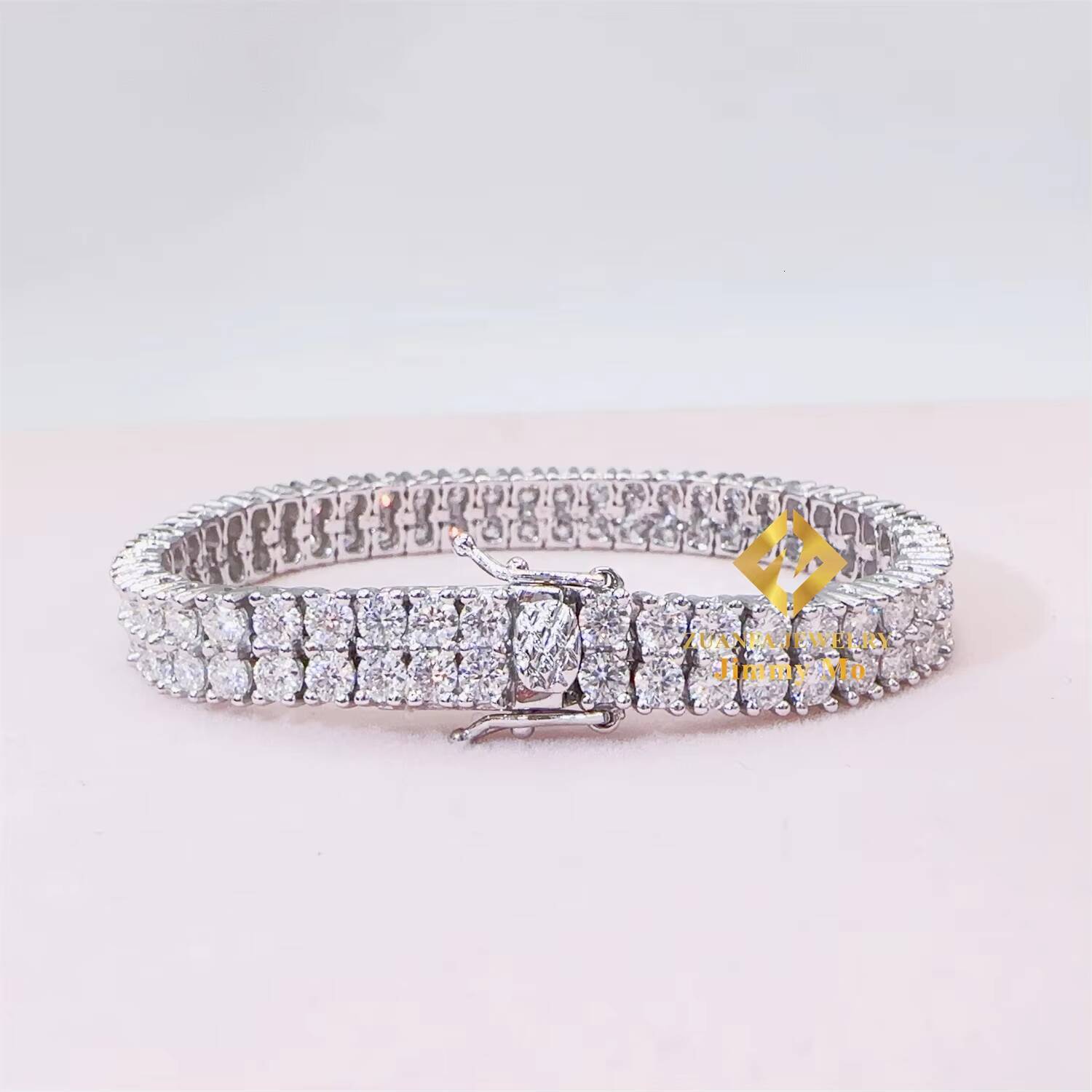 Factory Price Iced Out Chains Silver S925 3mm Two Rows VVS1 Moissanite Tennis Chain Bracelet Women and Men