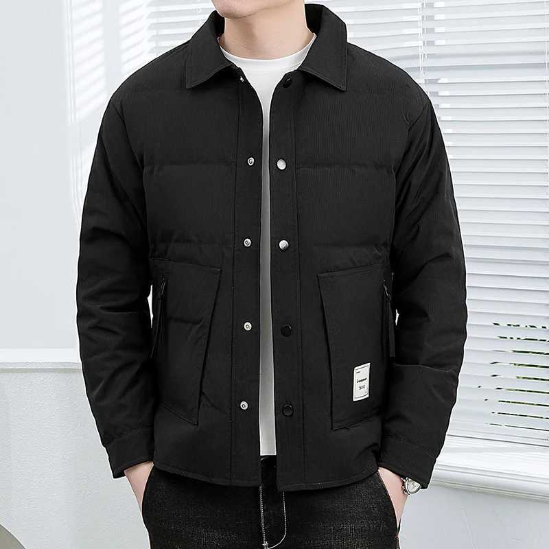 Solid Color Mens Casual Down Jackets 2025 Autumn Winter Outerwear Windproof Single Breasted Warm Puffer Coat Padded Tops Clothing W250806