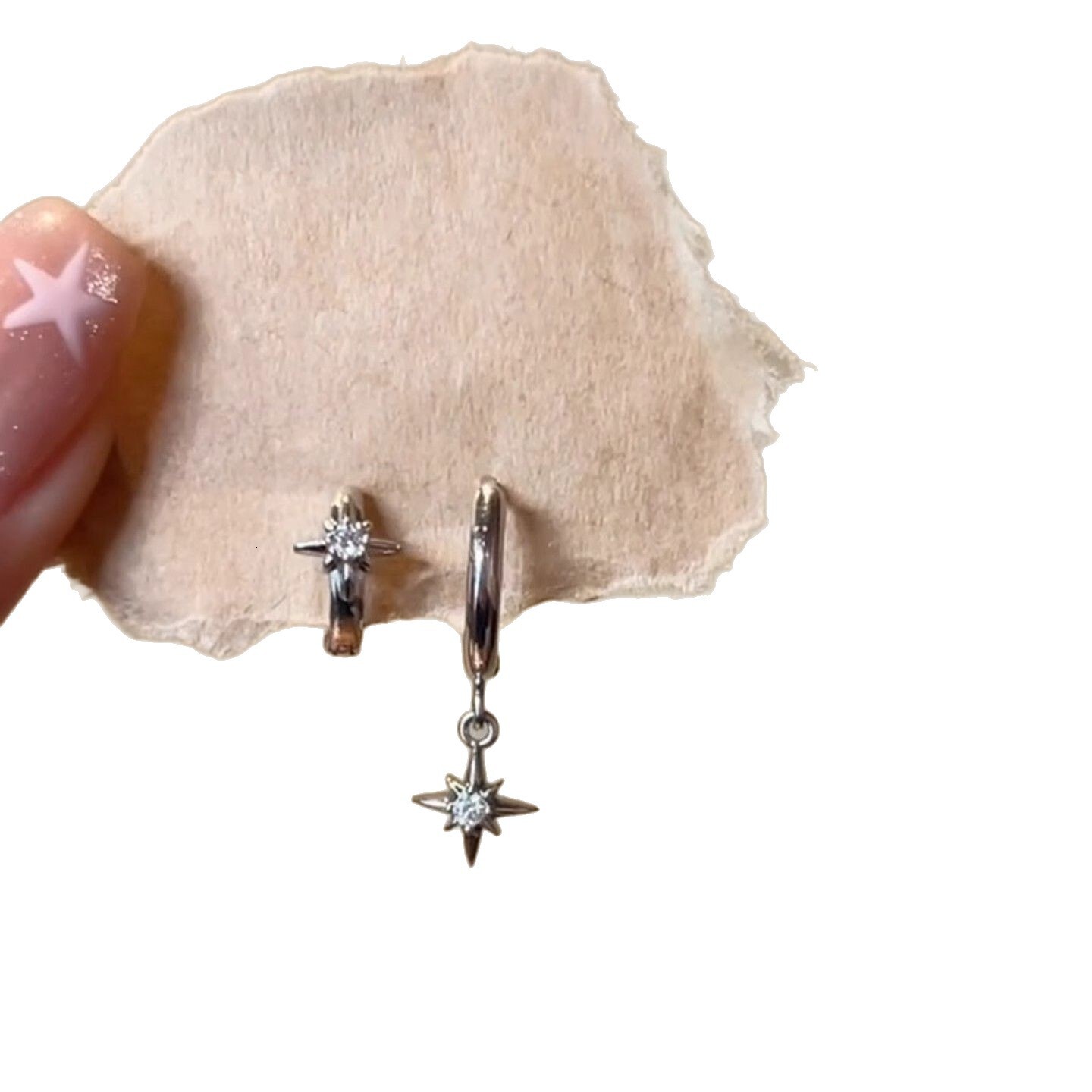 Free Shipping Designer Luxury Jewelry Women's Octagonal Star Earrings Asymmetrical Diamond Inlaid Earrings Niche Fashion Ear Accessories