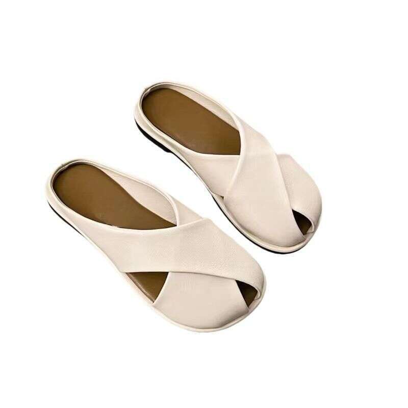 Closed-Toe for Women 2025 Summer Autumn New Low Heel Half Slippers Non-Slip Versatile Lazy Outdoor Beach Sandals