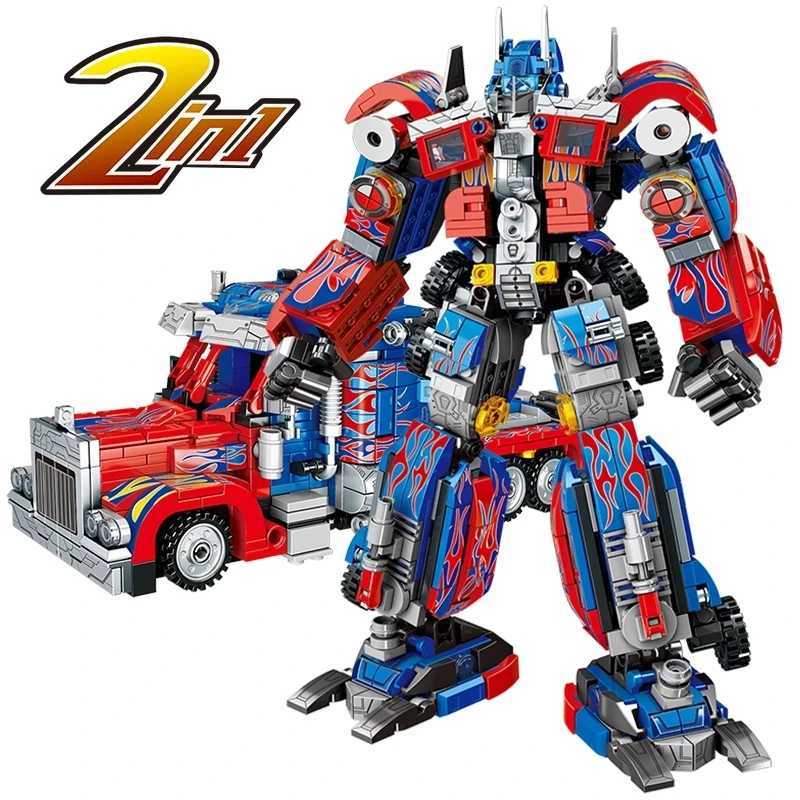 2 in 1 Deformation Robot Mecha Building Blocks Sets Bricks Kit Transform Birthday Toys Kids Children Gifts for Boys C2512030