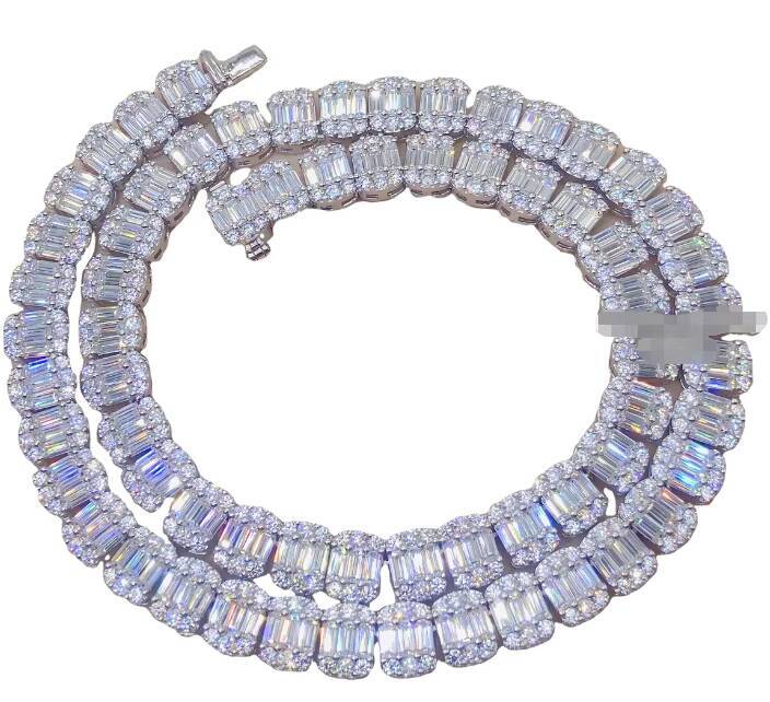 Hot Sale Factory Jewelry Rhodium 3mm Moissanite Tennis Chain 925 Sterling Silver Bling Pass Diamond Tester Hip Hop Style Gift