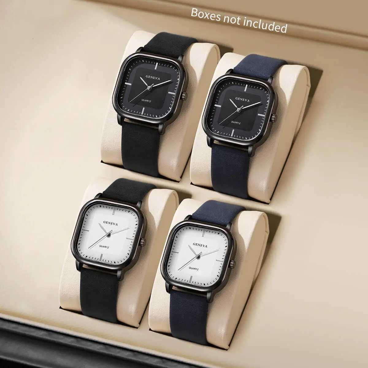 3/4/6PCS Fashion Mens Watch Set Casual Square Quartz Leather Strap Wristwatch for Men Reloj HombreWithout Box W250806