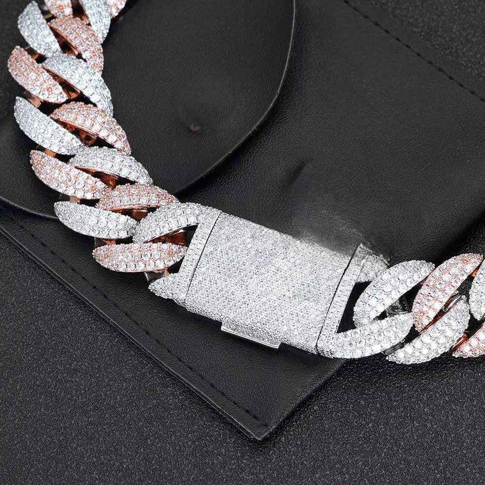 High Quality Custom Miami Hip Hop Necklace for Men Rose White Gold VVS Moissanite Diamond Cuban Chain Link Yellow Gold Gift