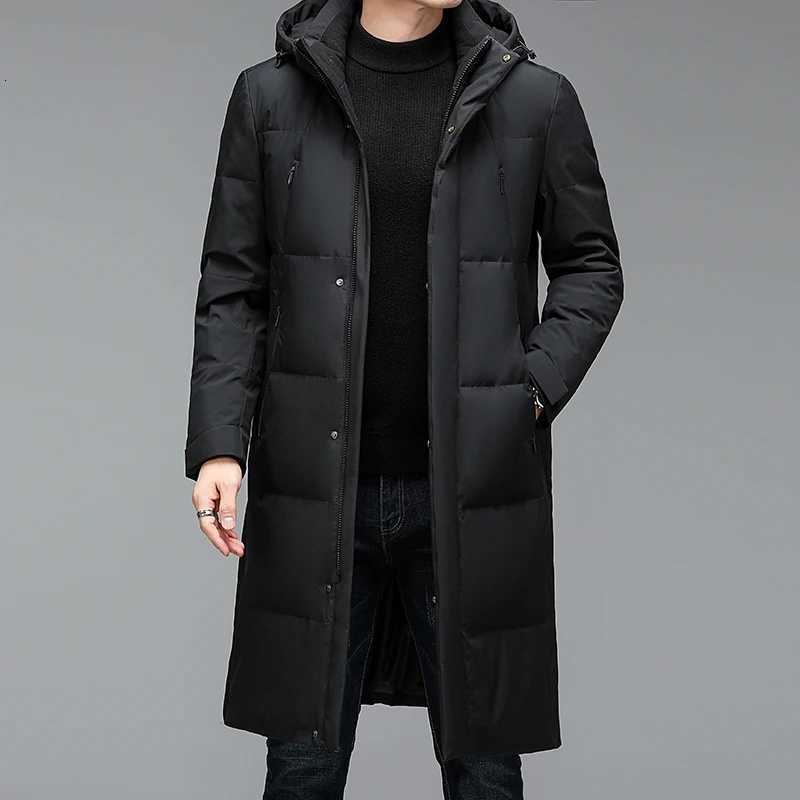 2024 Winter Long Style Mens 90% White Duck Down Coat Warm Down Jackets Detachable Hat Fashion Men Thickened Jacket Size M-5XL W250806