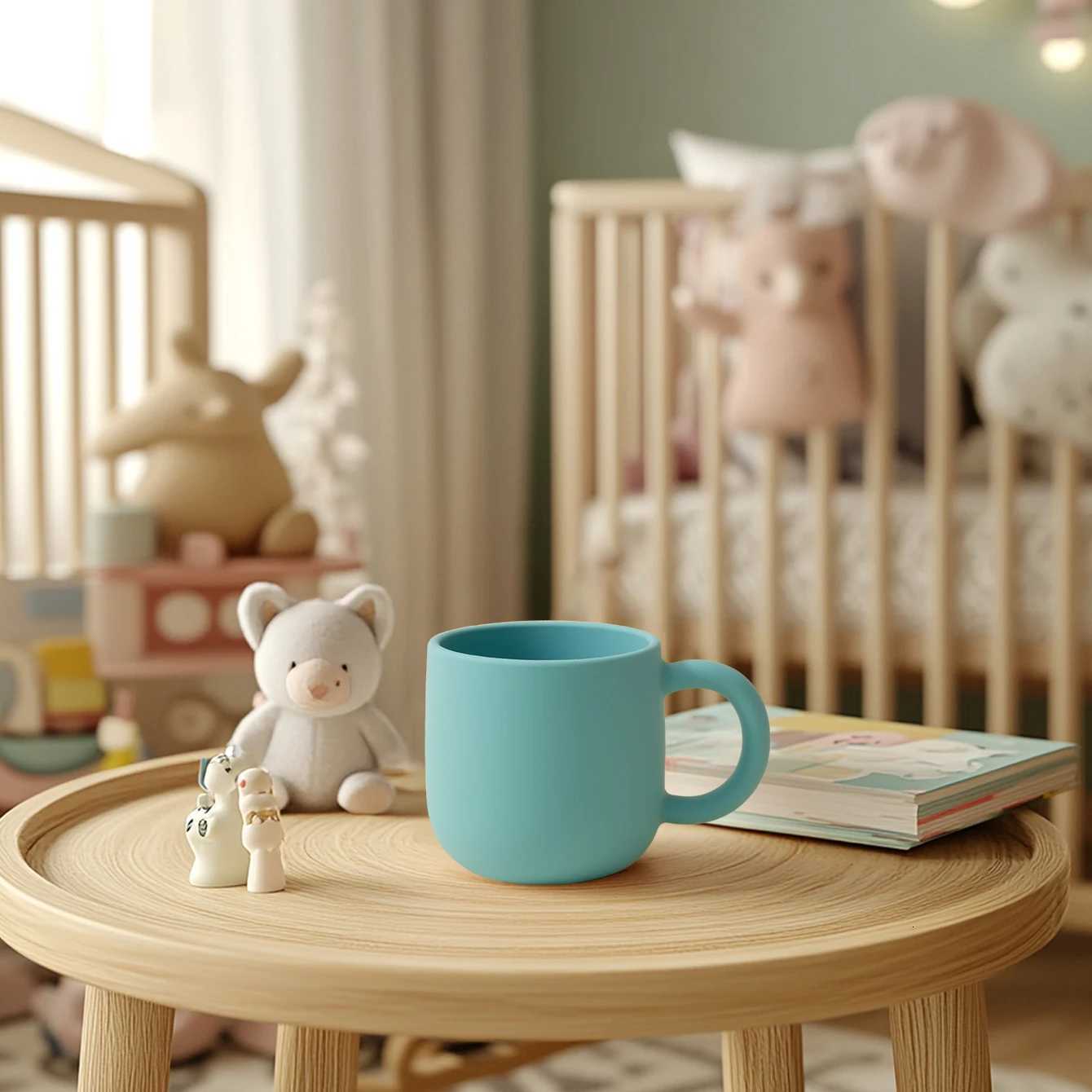 1PCS Color Kids Silicone Baby Feeding Cup Single Handle Portable Water Bottle Pure Color BPA Free Baby Tableware Shower Gift X250806