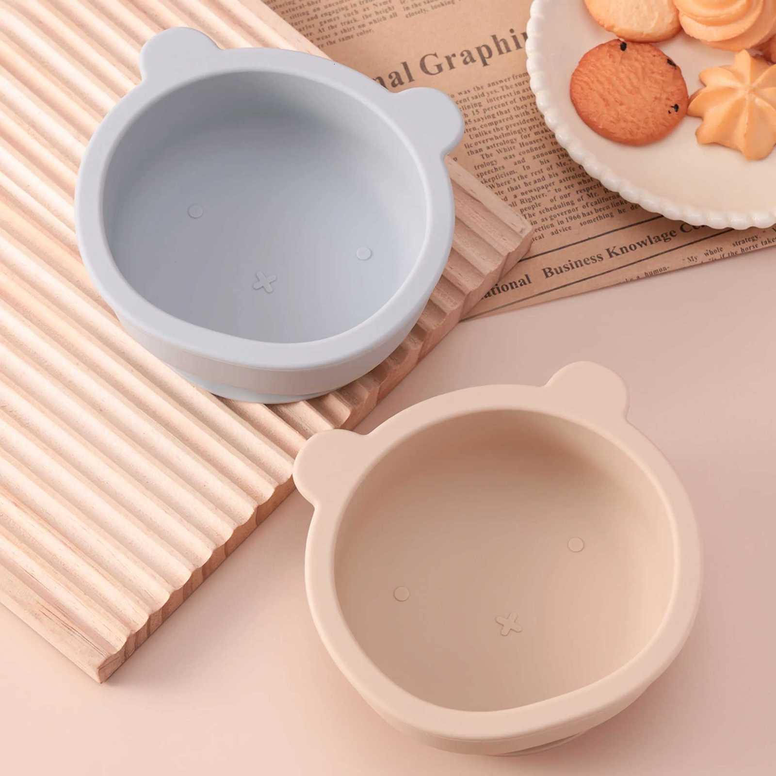 1PCS Silicone Cartoon Bear Suction Feeding Bowl Self Training Dish Toddler Dinnerware BPA Free Anti-slip Childrens Tableware X250806