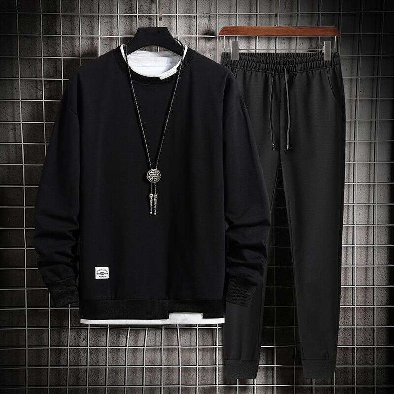 Designer Leisure High Quality Men's Clothing two piece sweatshirt men's suit spring and autumn new version round neck bottoming casual long 