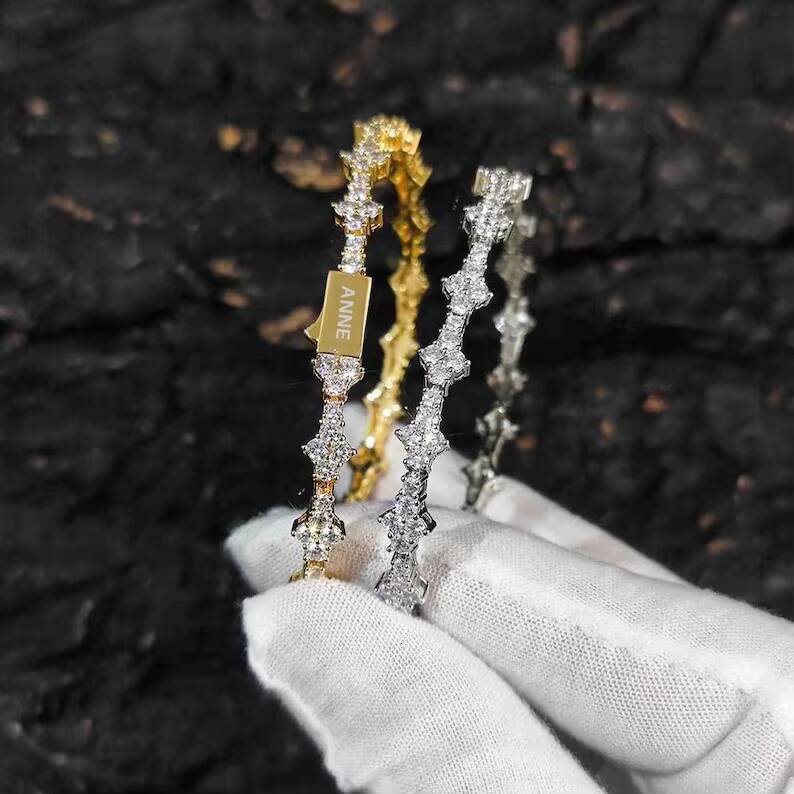 Hip Hop Jewelry Fashion Tennis Bracelets VVS 925 Silver Popular Jewelry Iced Out Custom Mossanite Tennis Bracelet High Quality