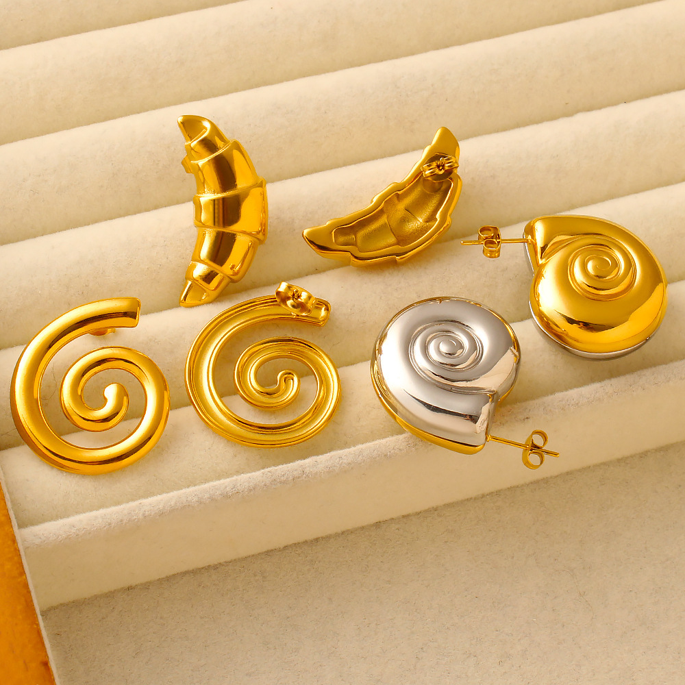 Free Shipping Designer Luxury Jewelry Beach Vacation Starfish Conch Earrings 18k Gold Stainless Steel Summer Fashion Studs Ocean Style Ear Accessories