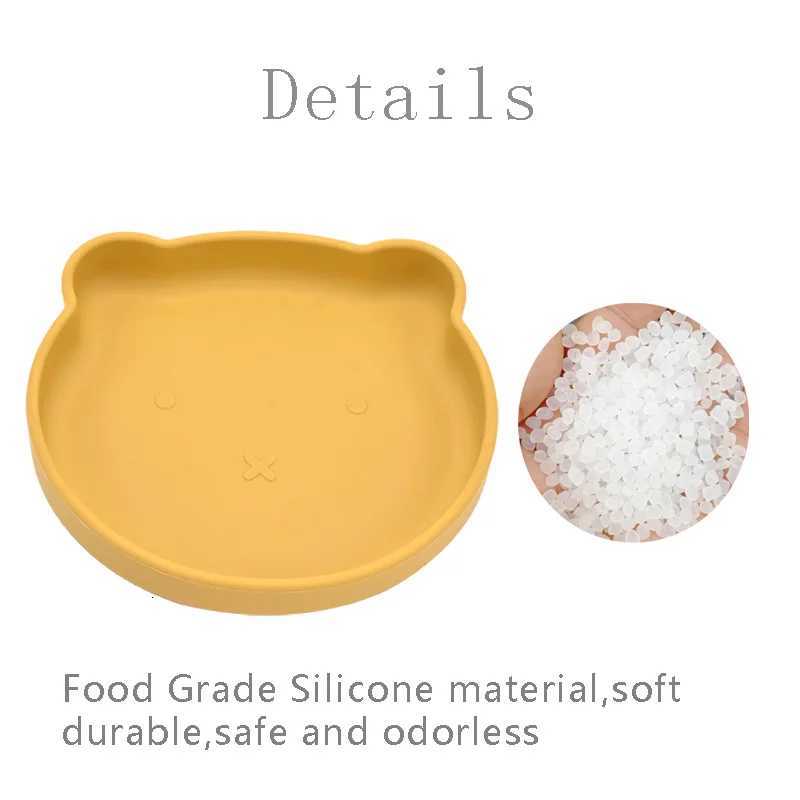 Baby Safe Silicone Dining Plate Solid Cute Cartoon Bear Children Dishes Training Tableware Kids Feeding Bowls BPA Free X250806