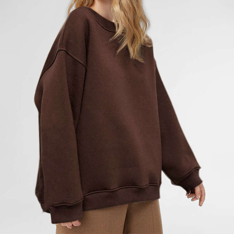 New Spring Women's Solid Color Round Neck Loose Long Sleeve Top Fleece Sweatshirt For Women 661 B5