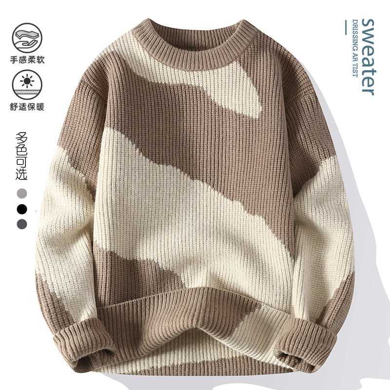 Mens New Autumn Winter Casual Warm Neck Sweater Knit Pullover Tops Mens Casual Streetwear Warm Knitting Pullovers W250806