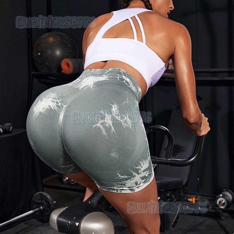Honey Peach Hip Lifting Pants High Waist Tight Neck Tight Yoga Fitness Pants Seamless Tie Dye Tie Bleaching Sports Tights H250806