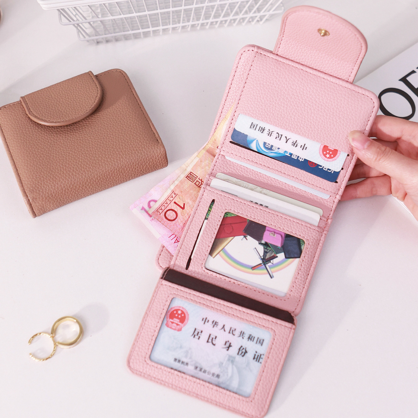 Short for Women Simple Ins Dopamine Color Korean Style Holder Multiple Card Slots Large Capacity Wallet