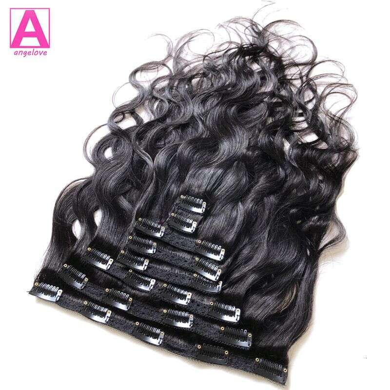 Body Wave Human 120G/Set Clips In Full Head Brazilian Clip On Hair For Women