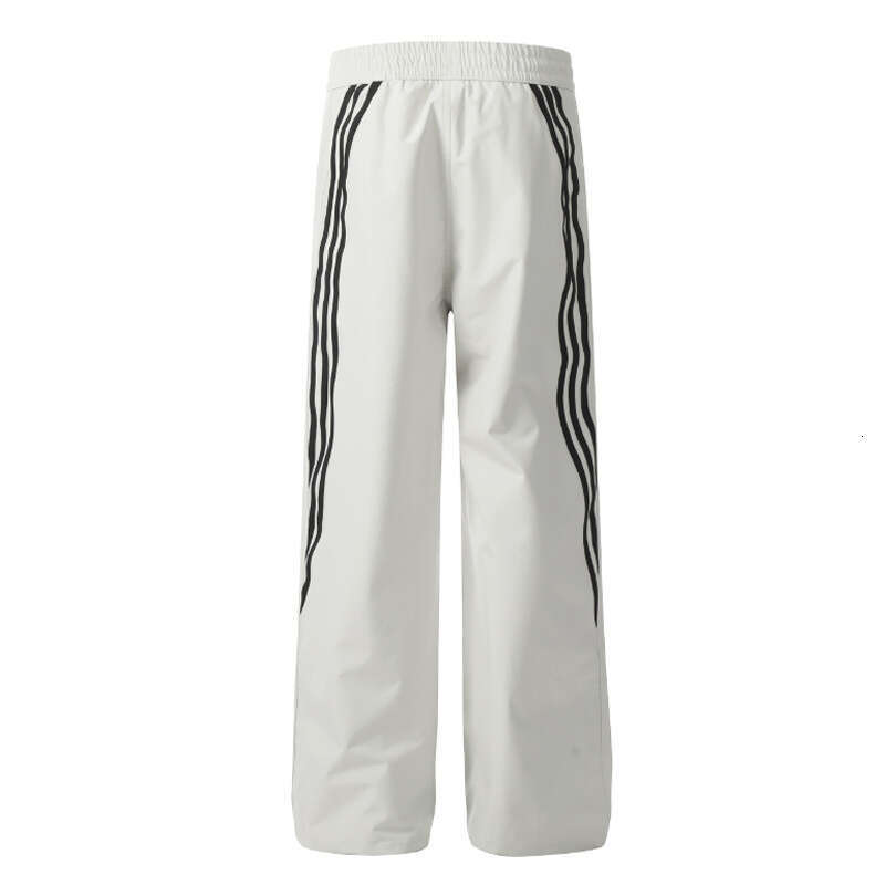 Black Striped Men Plus Size Men's Loose Fit Straight Basic All-Match Casual Pants B5