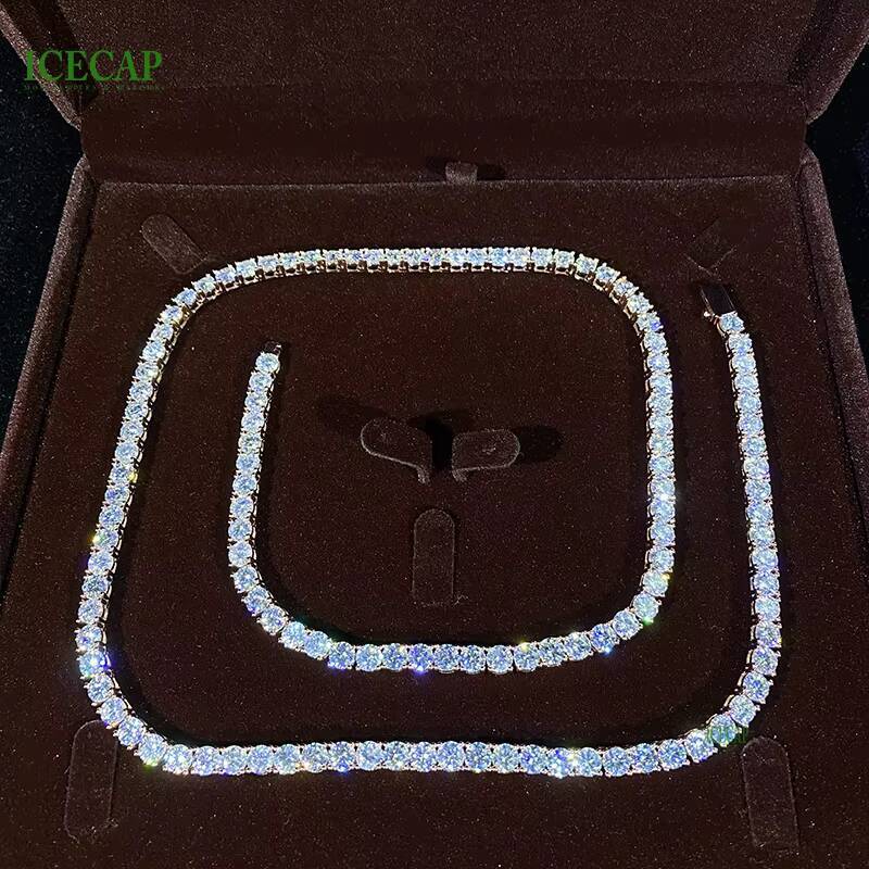 Fine Jewelry 5mm Rose Gold Tennis Chain Iced Out Hiphop VVS Moissnaite Sterling Silver Men Women Tennis Chain Necklace Gift