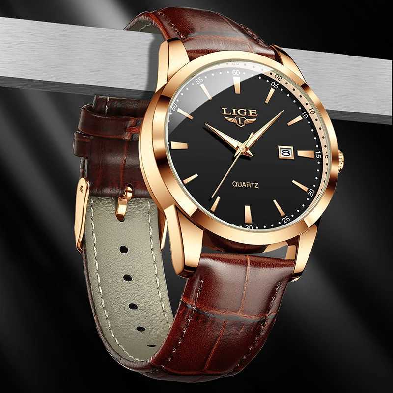 LIGE Military For Men Fashion Business Men Casual Leather Sport Waterproof Mens Quartz Watches Reloj Hombre W250806
