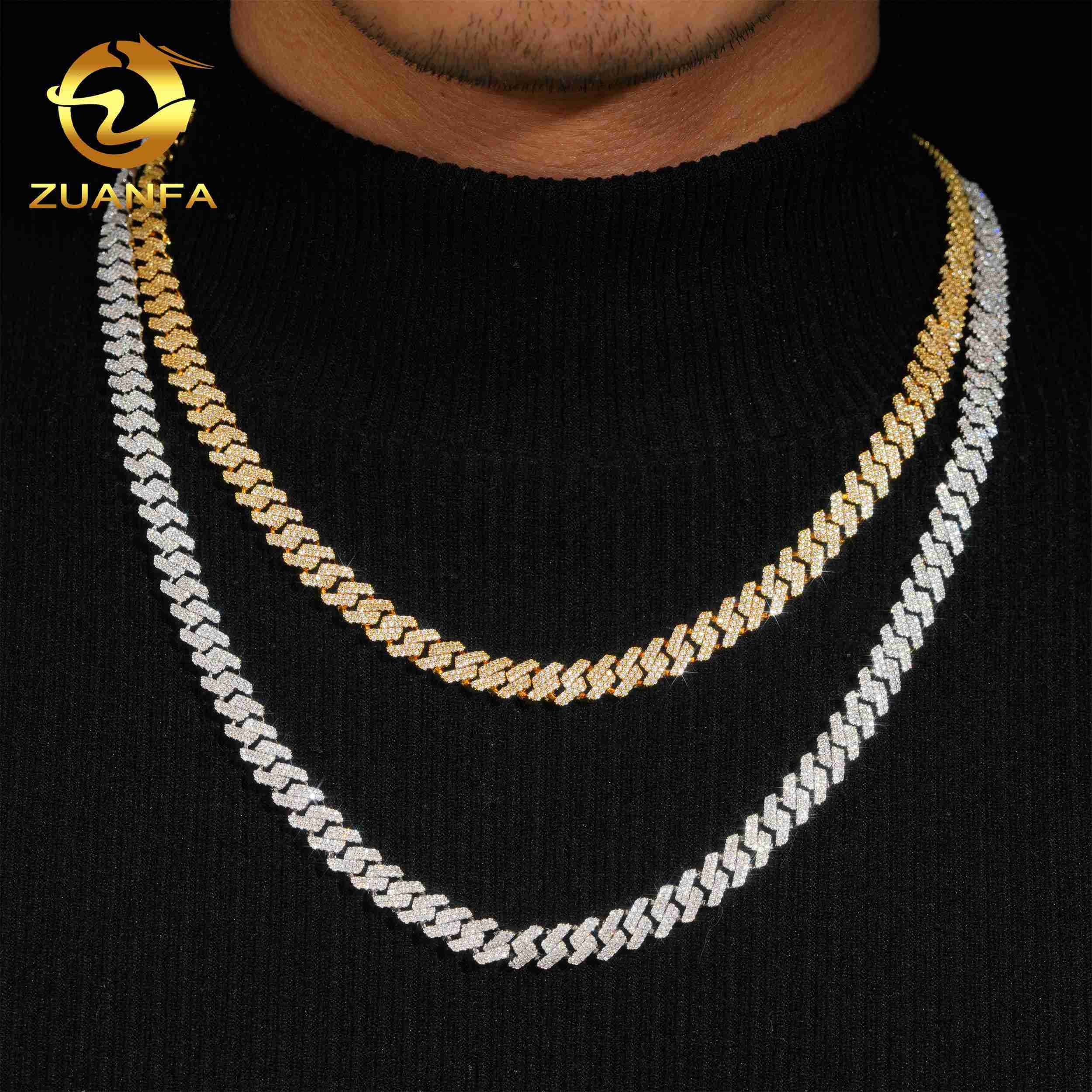 Iced Out Men Necklace Brass Zircon Cuban Chain Necklace Iced Out Hip Hop Jewelry 5A Cz Cuban Link Chain