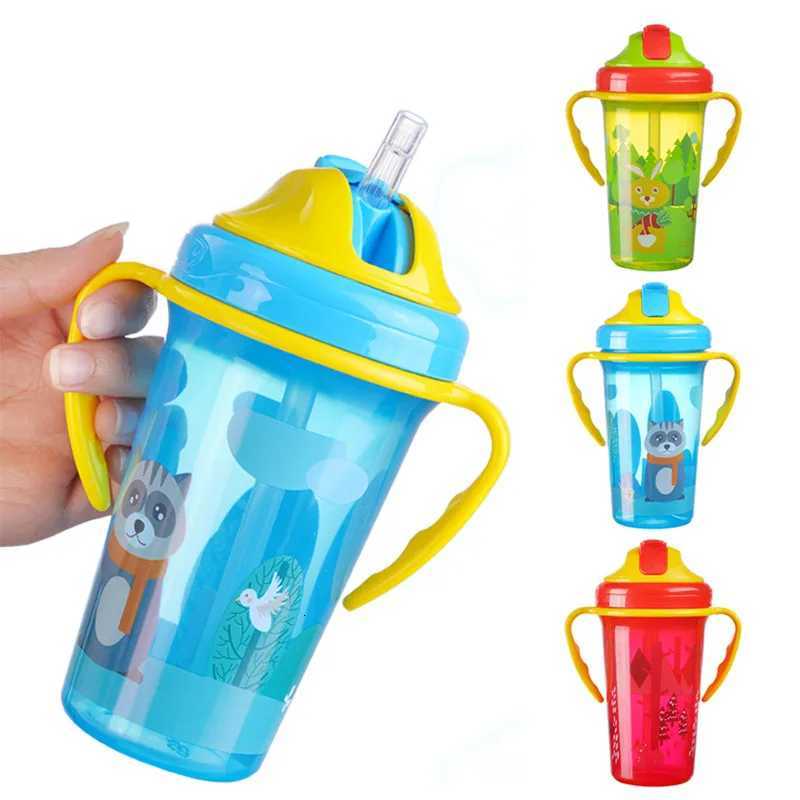 Cartoon Baby Feeding Cup with Straw BPA Free Portable Bottle Leak Proof Handle Kids Training Sippy Cups Childrens Drinking Cup X250806