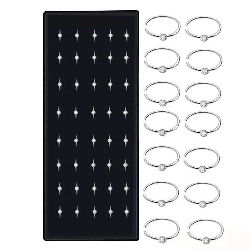 40/60PC Set Fashion Crystal C Shape Nose Ring Stainless Steel Multicolor Bend Nose Stud for Women Aro Nariz Anneau Nez Piercing 250805