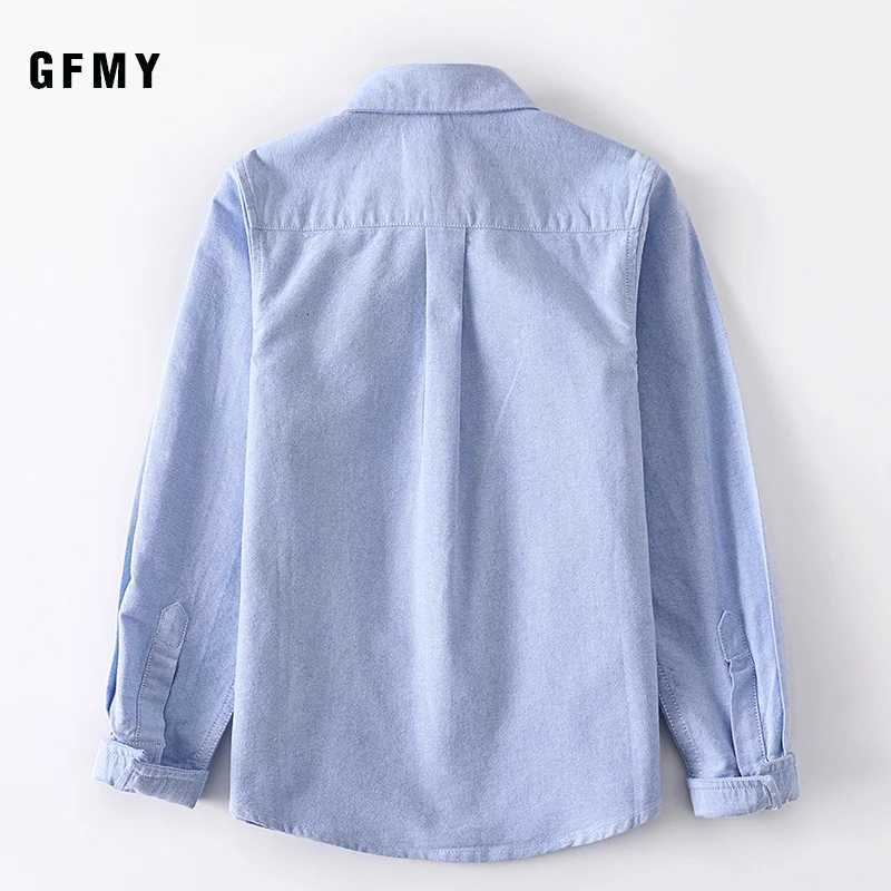 GFMY New Spring Oxford Textile 100% Cotton Blouse Girls Boys White Shirt 3T-14T British Style Kids Casual School Wear Clothes X250806