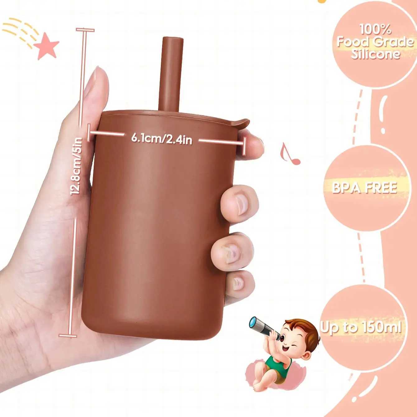 Baby Feeding Straw Drinkware Cup Baby Cute Learning Feeding Cup Food Grade BPA Free Silicone Toddler Water Bottle Tableware X2508061