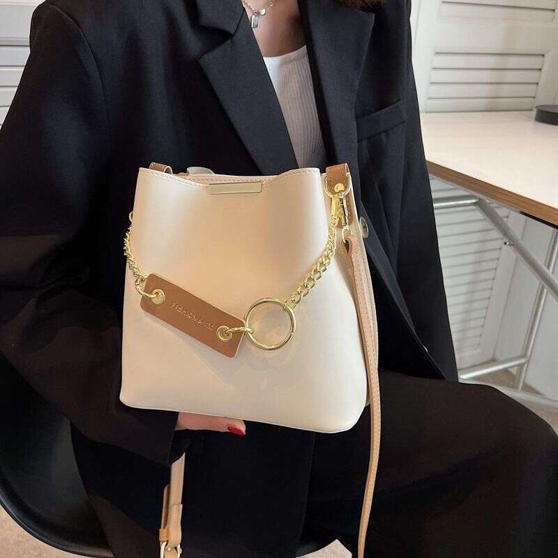 Women's Popular Crossbody Female Bucket Fashion Texture Solid Color Shoulder Bag