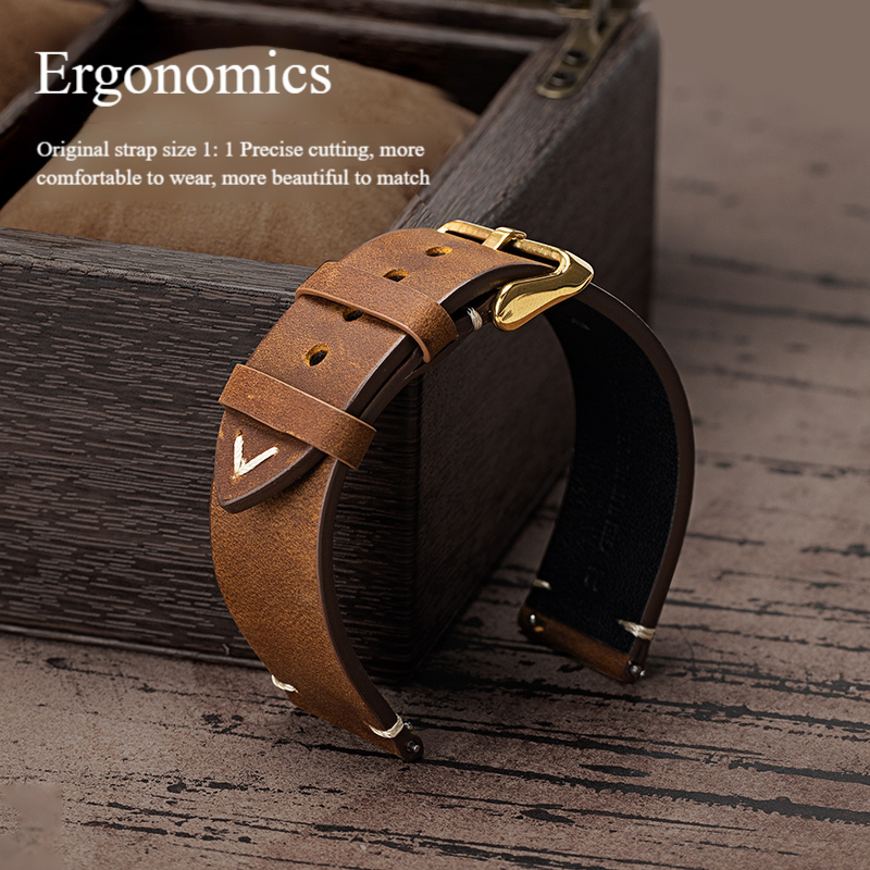Sleek and Durable Leather Watch Strap for Contemporary Wristwatches Fits Different Sizes & Water Resistant - FMP01