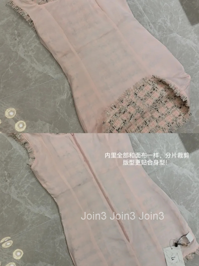 Elegant Sleeveless Tweed Dress for Womens Spring and Summer Pure Sexy Weave Sleeveless Slim Fit Short Dress Female Clothes