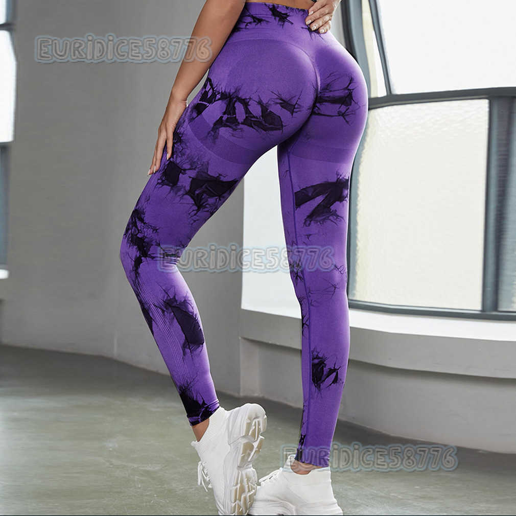 S-xl Peach Hip Lift Tie-dye Yoga Pants Sports Tight Yoga Pants High-intensity Training High-waist Fitness Long Pants for Women H250806