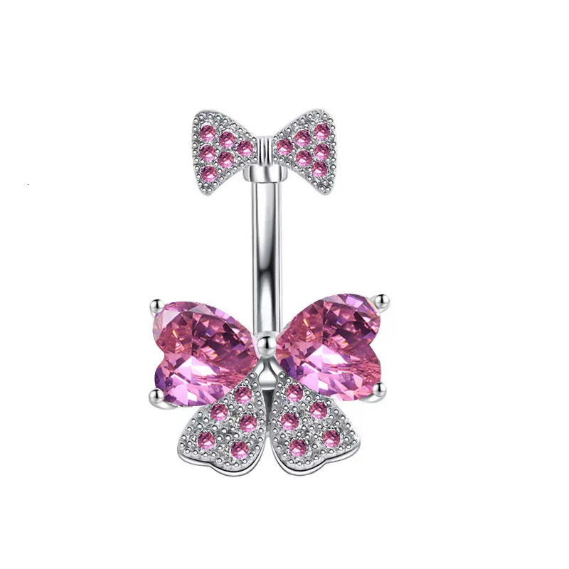 1PCS Pink Crown Belly Button Rings Jewelry Stainless Steel Heart Navel Piercing Barbell Crystal Cute Belly Rings For Women Girls 250805