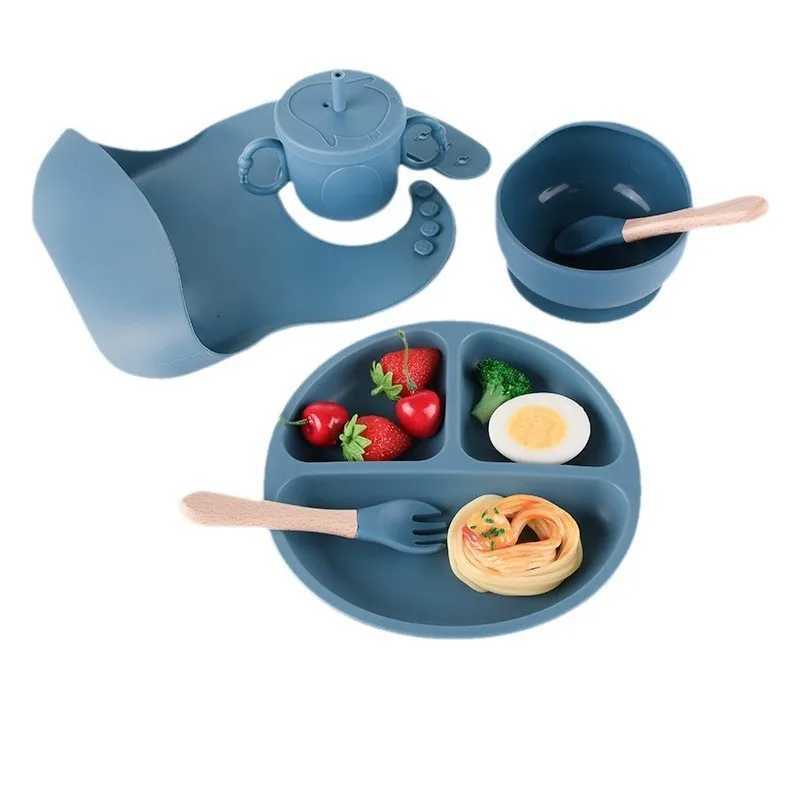 Childrens Tableware Set Baby Complementary Food Training Silicone Tableware 8-piece Set Baby Suction Cups Bowls Baby Supplies X250806