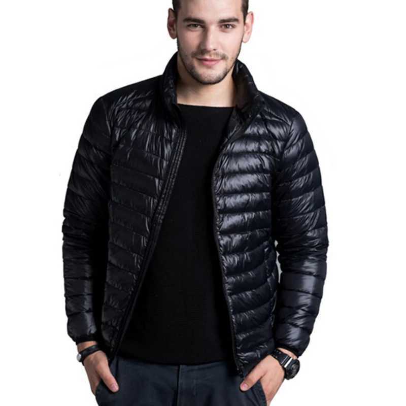 Men Down Jacket Casual Spring Autumn Winter Stand Collar Fashion Warm Coat Mens Ultra Light Thin White Duck Down Jackets 4XL W250806