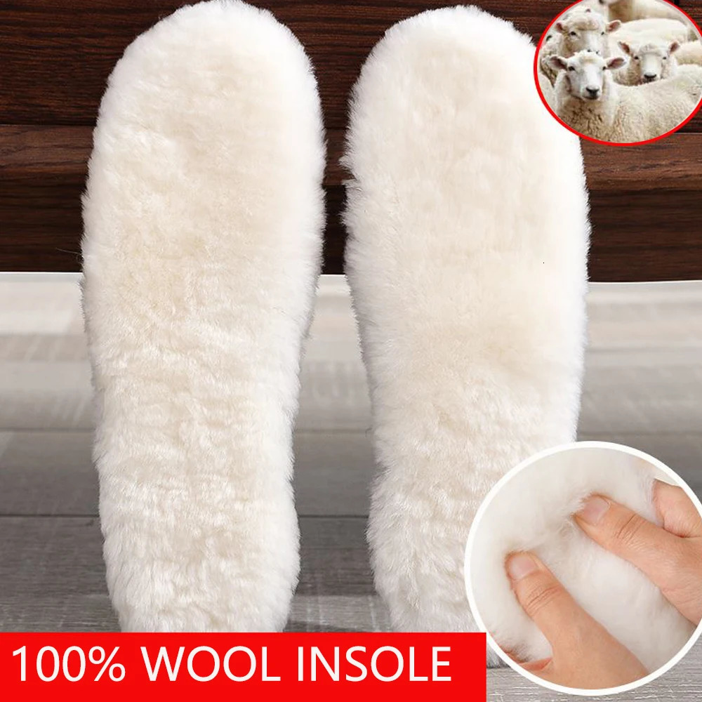 Genuine Sheepskin Fleece Insoles Men Women Winter Thick Cashmere Thermal Real Wool Insoles for Shoes Inner Soles for Snow Boots 250805