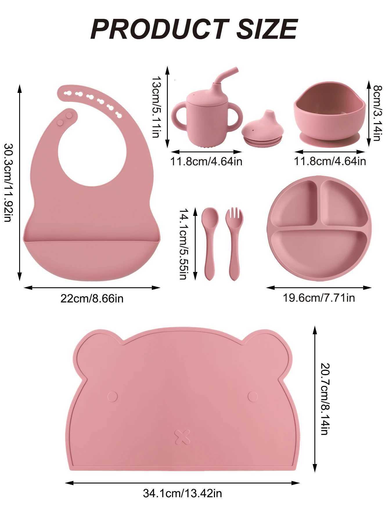 7PCS Silicone Baby Feeding Set Divided Plates Suction Bowl BPA Free Spoon Straw Cup Toddler Self Feeding Essentials Newborn X250806