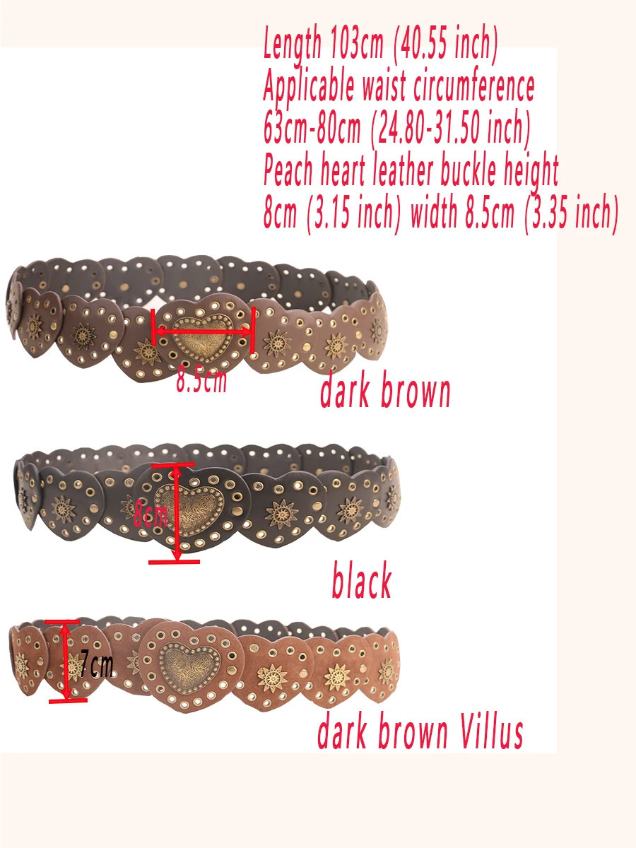 Womens Punk Peach Blossom Eyestay Rivet Mouth Connection Waist Decorate Cowgirl Style Belts For Ladies Outgoing Jeans Dress 250806