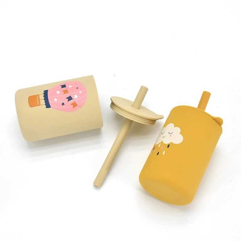 Colorful Baby Silicone Water Cup Feeding Rainbow Print Cup Food Grade Silicone Baby With Silicone Sippy Leakproof Cup BPA Free X250806