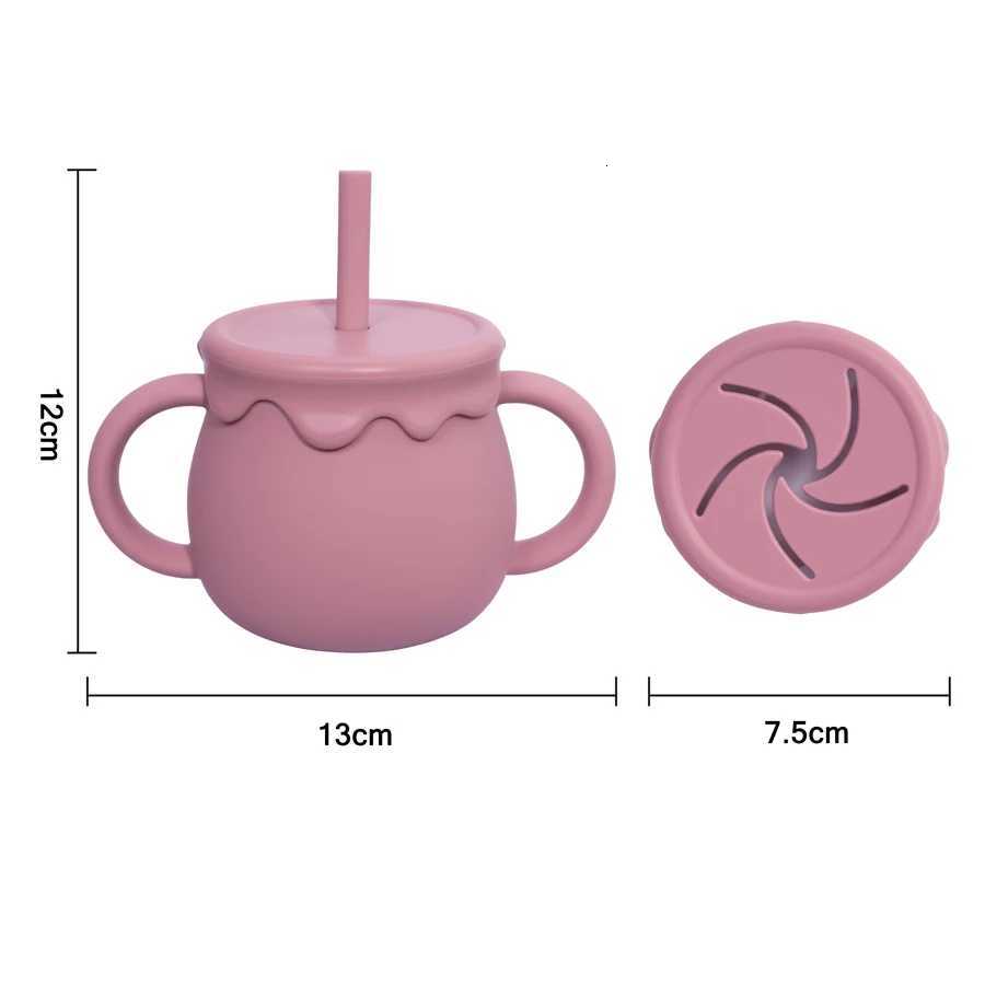 New Kids Silicone Feeding Food Storage Box Snack Cup Portable Newborn Drinking Cup Infant Dual Purpose Sippy Cup Baby Supplies X250806