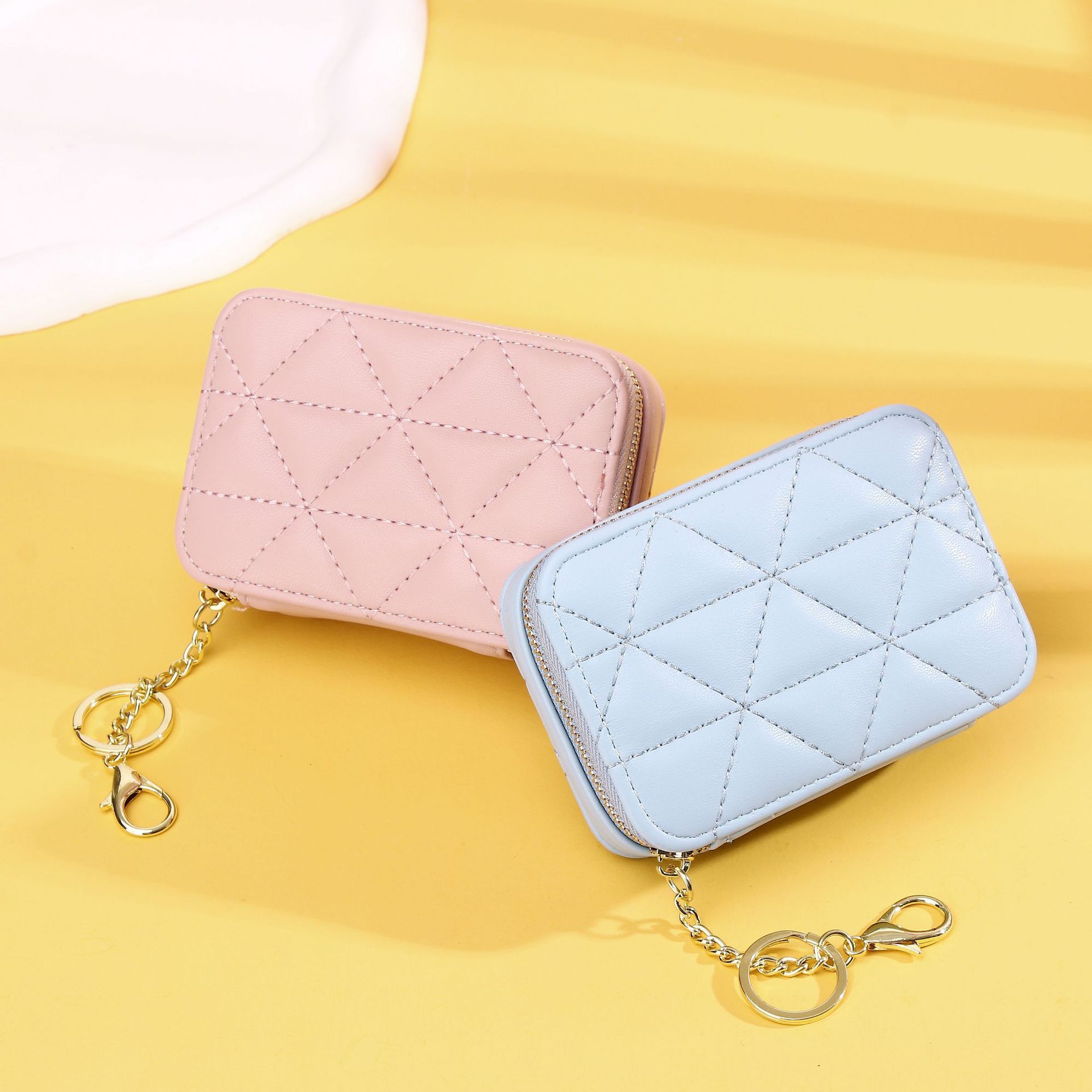 New Mirror Lipstick Bag Mini Diamond Embroidery Exquisite Portable Keychain Makeup Pouch