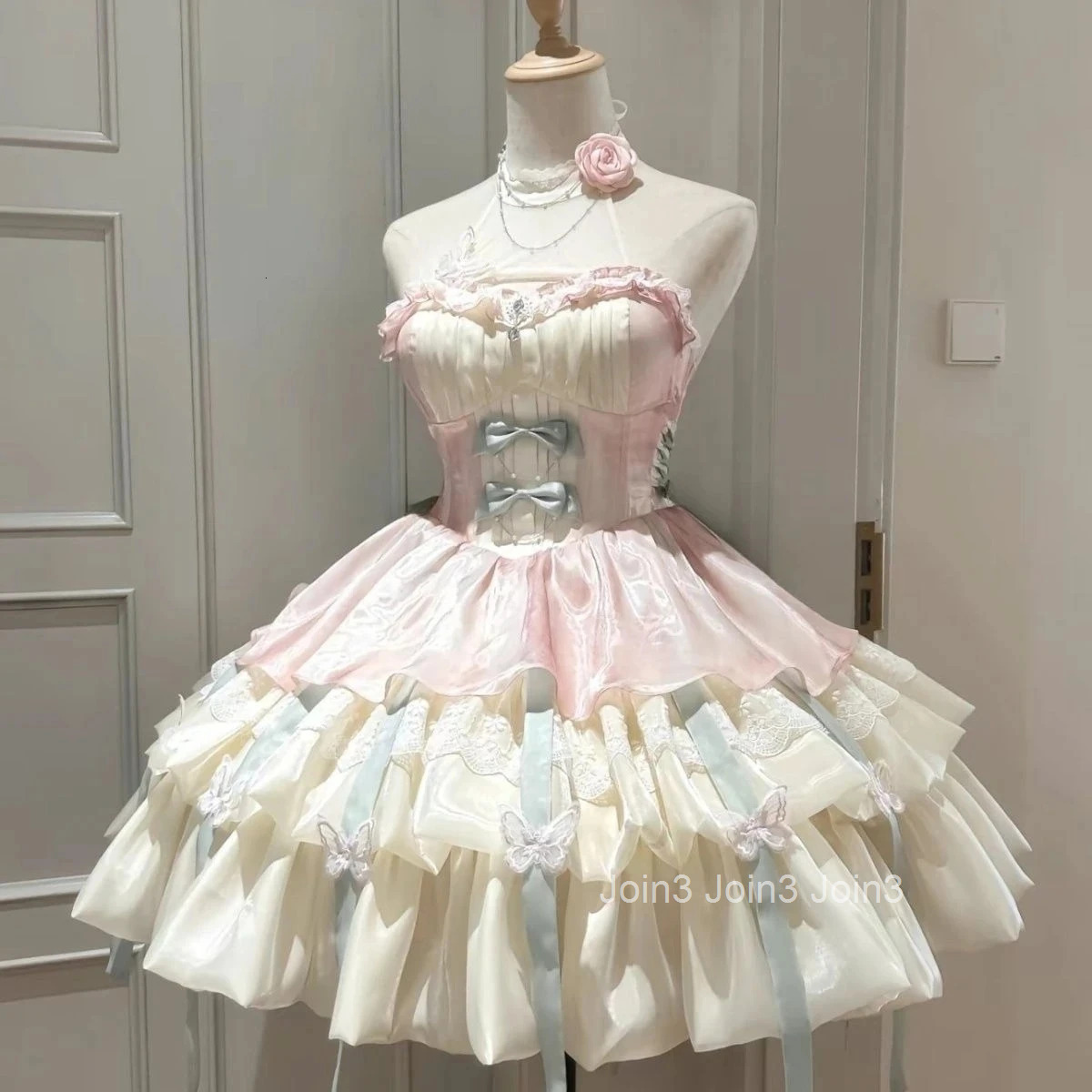 Summer Japanese Sweet Kawaii Lolita Dress Women Casual Cute Bow Puffy Princess Dress Y2k Fashion Elegant Evening Party Dress New