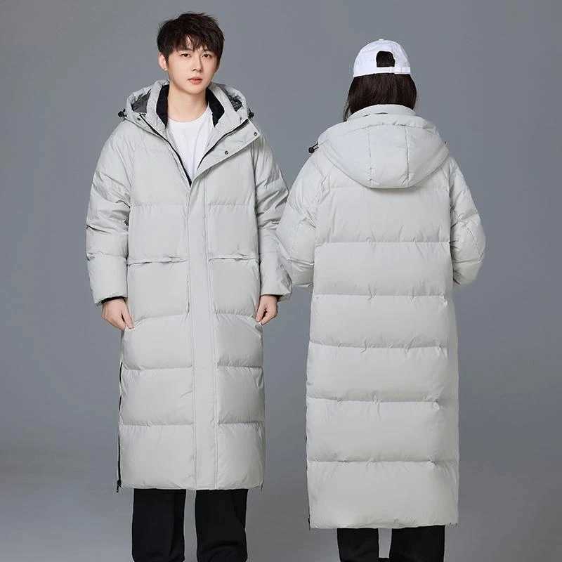 New Winter Outerwear Long Down Jacket Men Women Casual Long Knee-Length Hooded Parka Coat Thickened White Duck Down Coat W250806