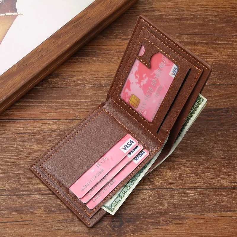New Mens Wallet Mens Short Money Wallet Mens Youth Simple Fashion Multi-card Space Lychee Grain Horizontal Splicing Leather Wallet XJ250806
