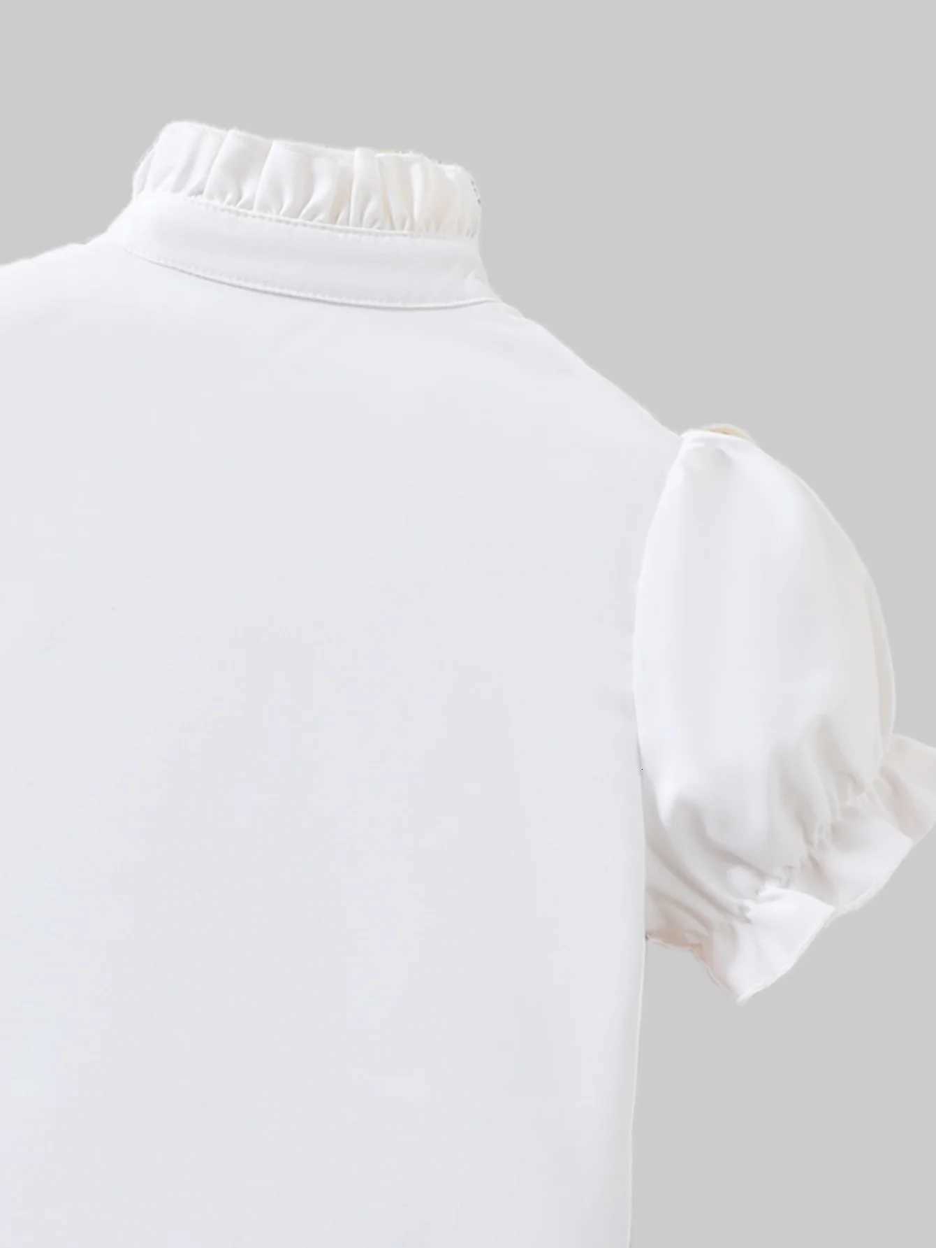 New summer girls shirt white short sleeves ruffled decoration comfortable and breathable. X250806