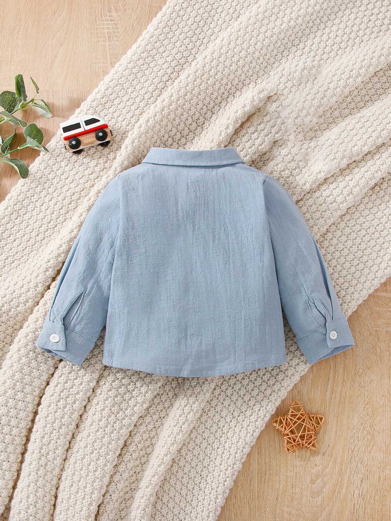 100% Cotton Long-Sleeved Shirts for Newborn Baby Boys Solid-Colored Tops Simple Casual Comfortable and Soft Shirts X250806